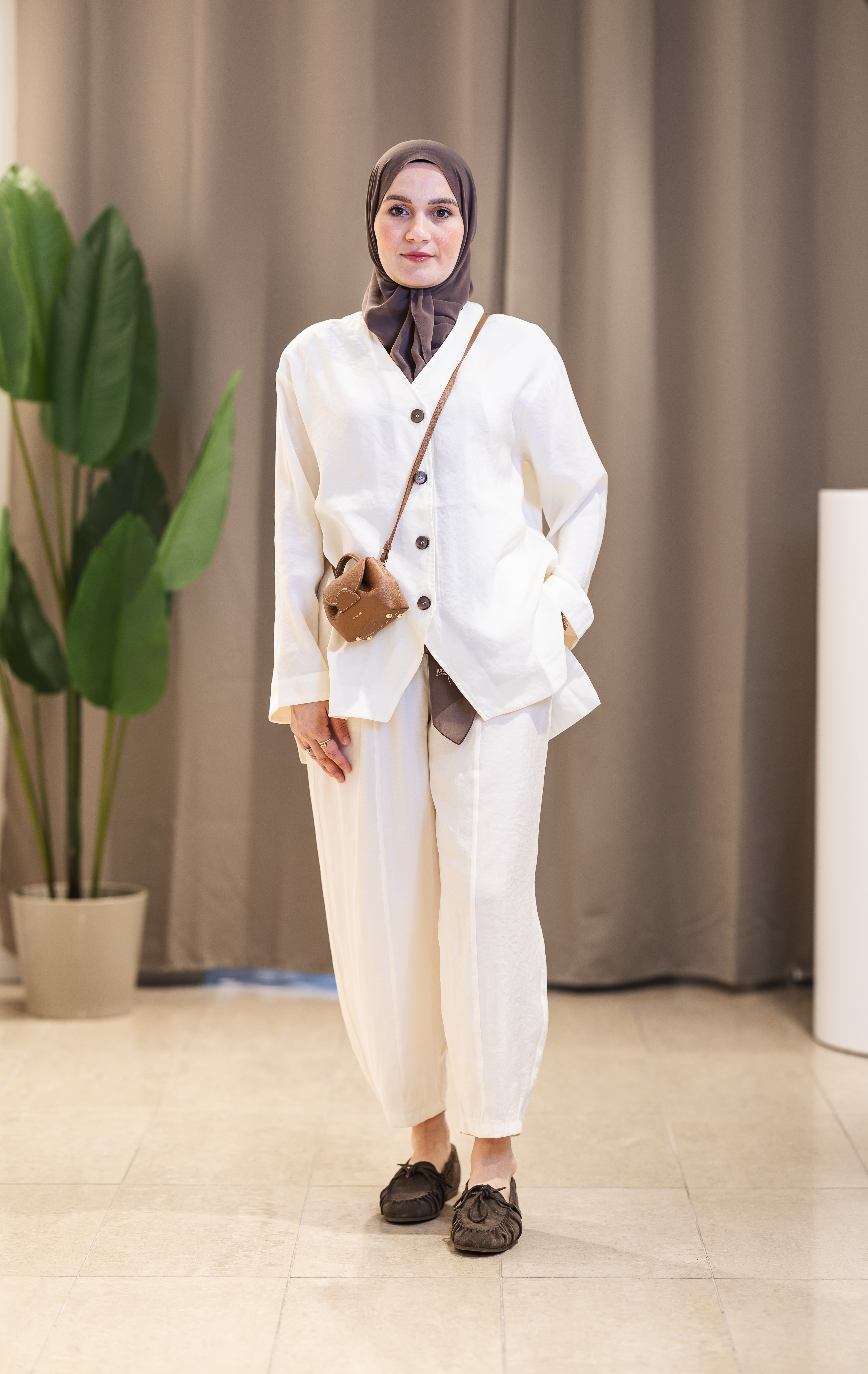 Ensemble tunique et pantalon en modal à boutons