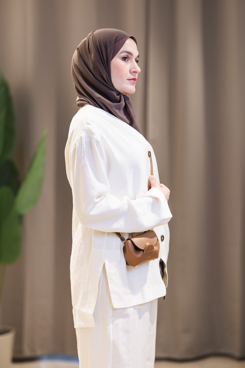 Ensemble tunique et pantalon en modal à boutons