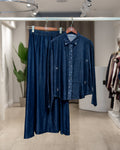 Ensemble jupe longue et chemise denim avec strass