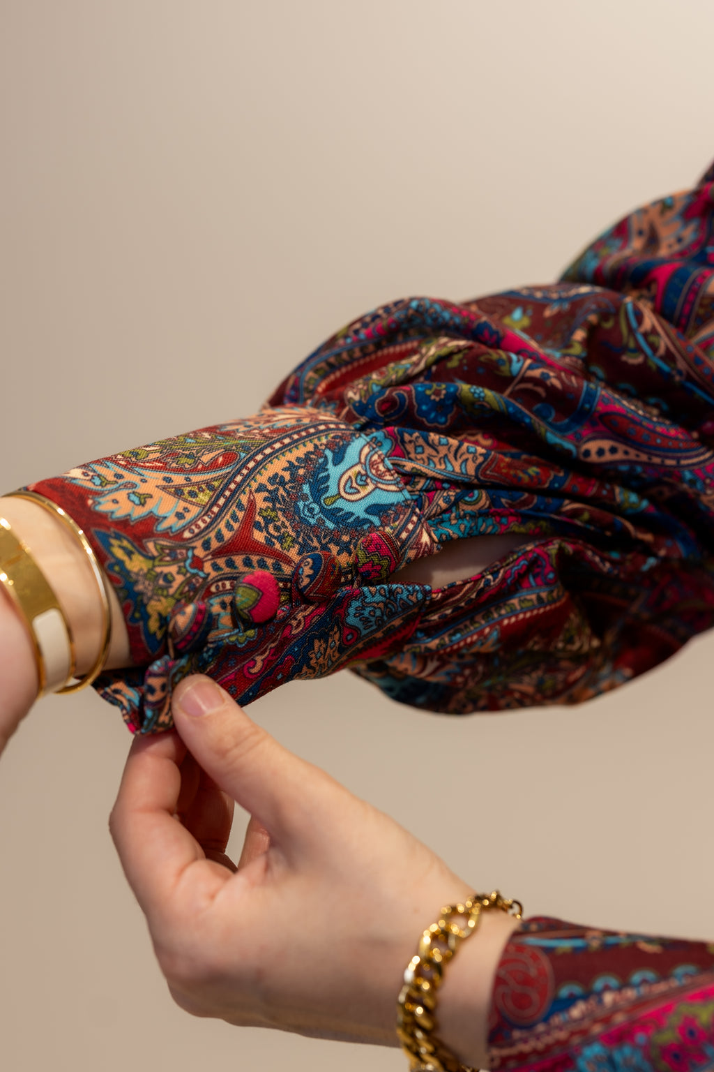 Robe longue à imprimé cachemire bordeaux