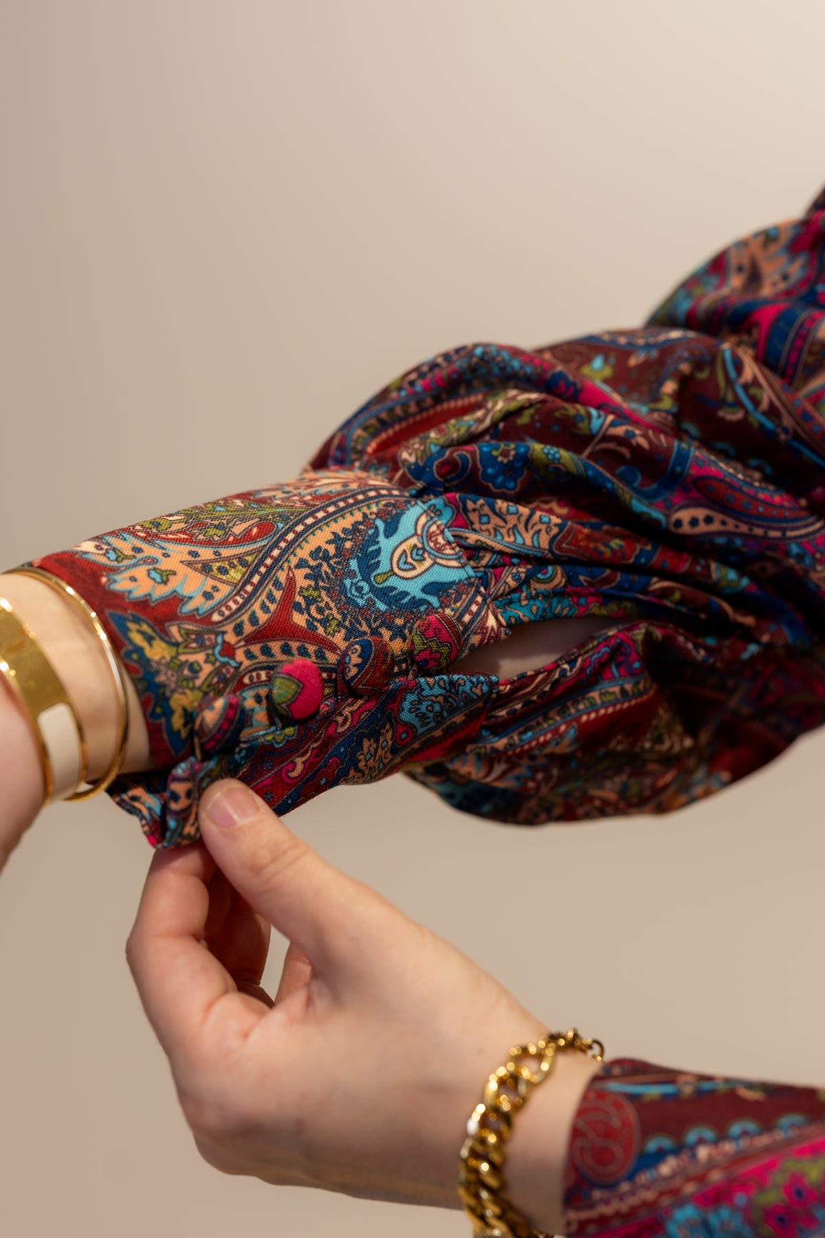 Robe longue à imprimé cachemire bordeaux