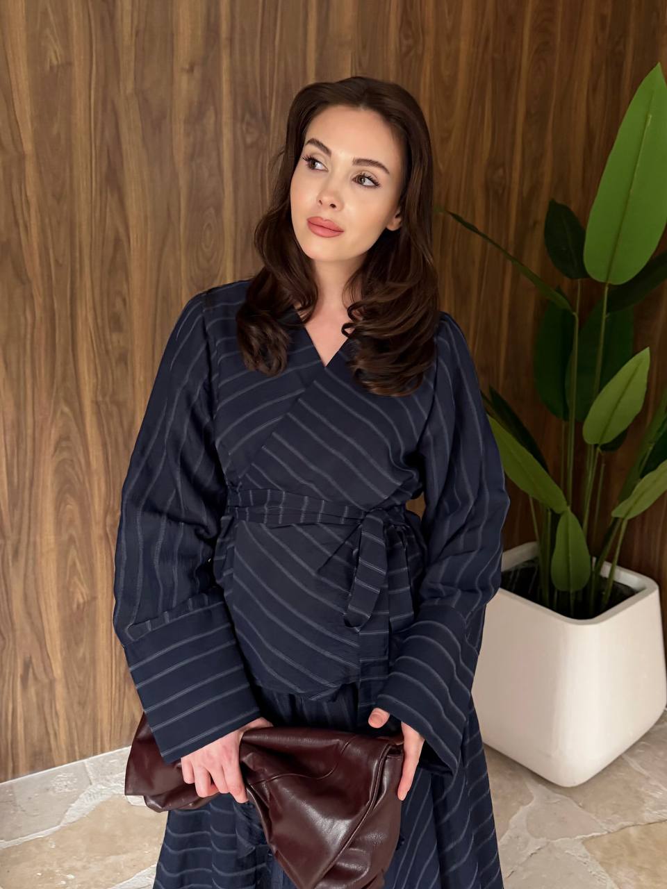 Ensemble jupe rayée à veste croisée