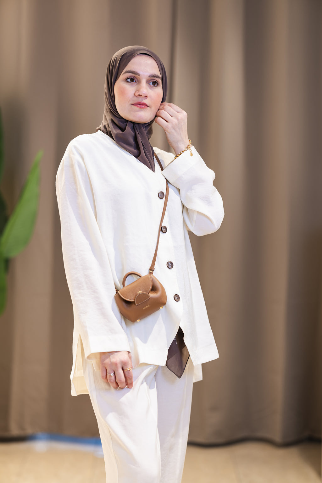 Ensemble tunique et pantalon en modal à boutons