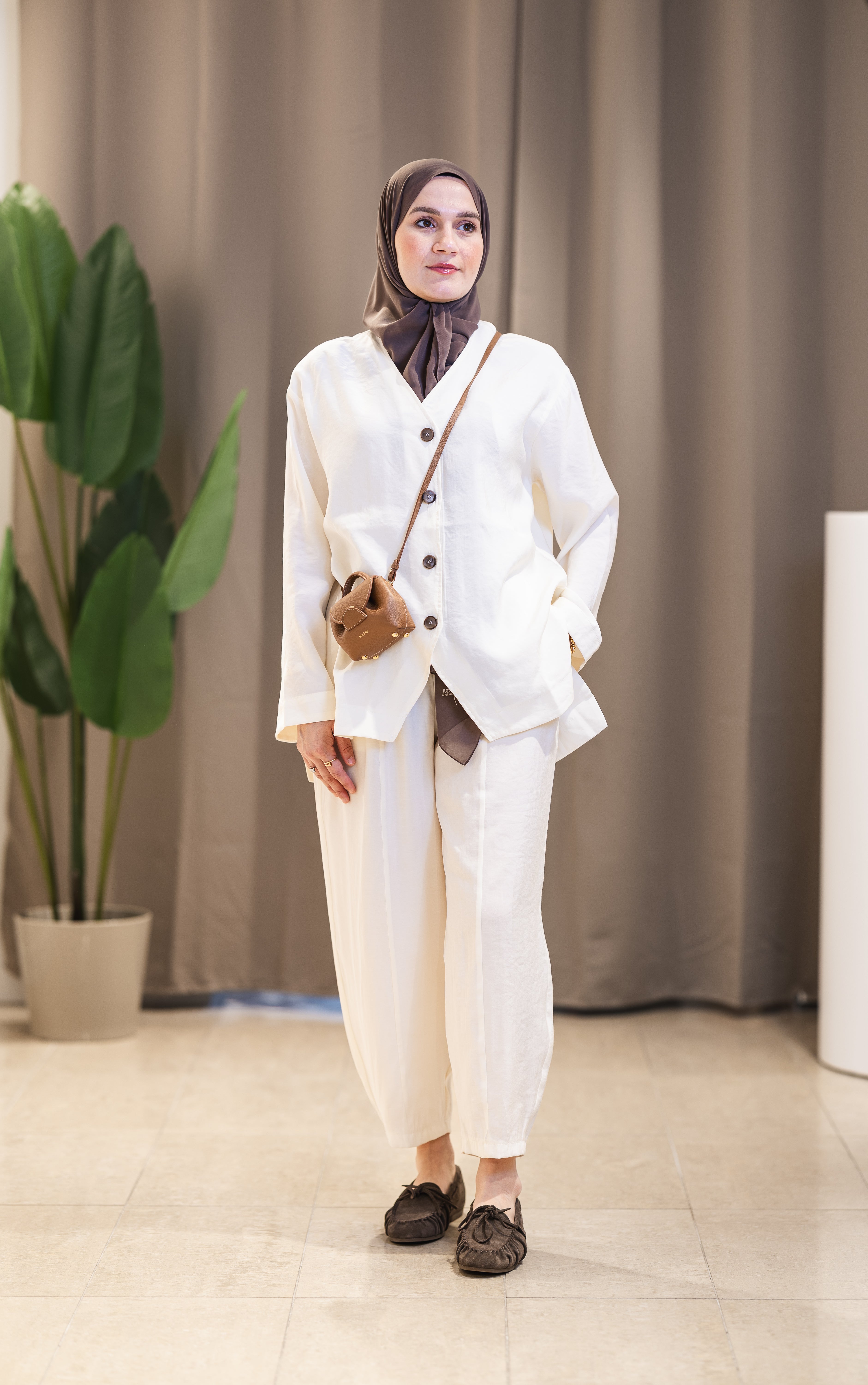 Ensemble tunique et pantalon en modal à boutons