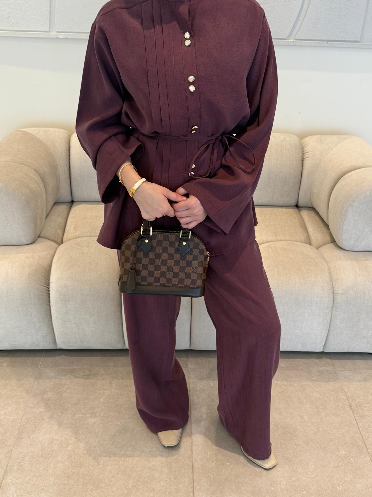 Ensemble pantalon à détails nervurés