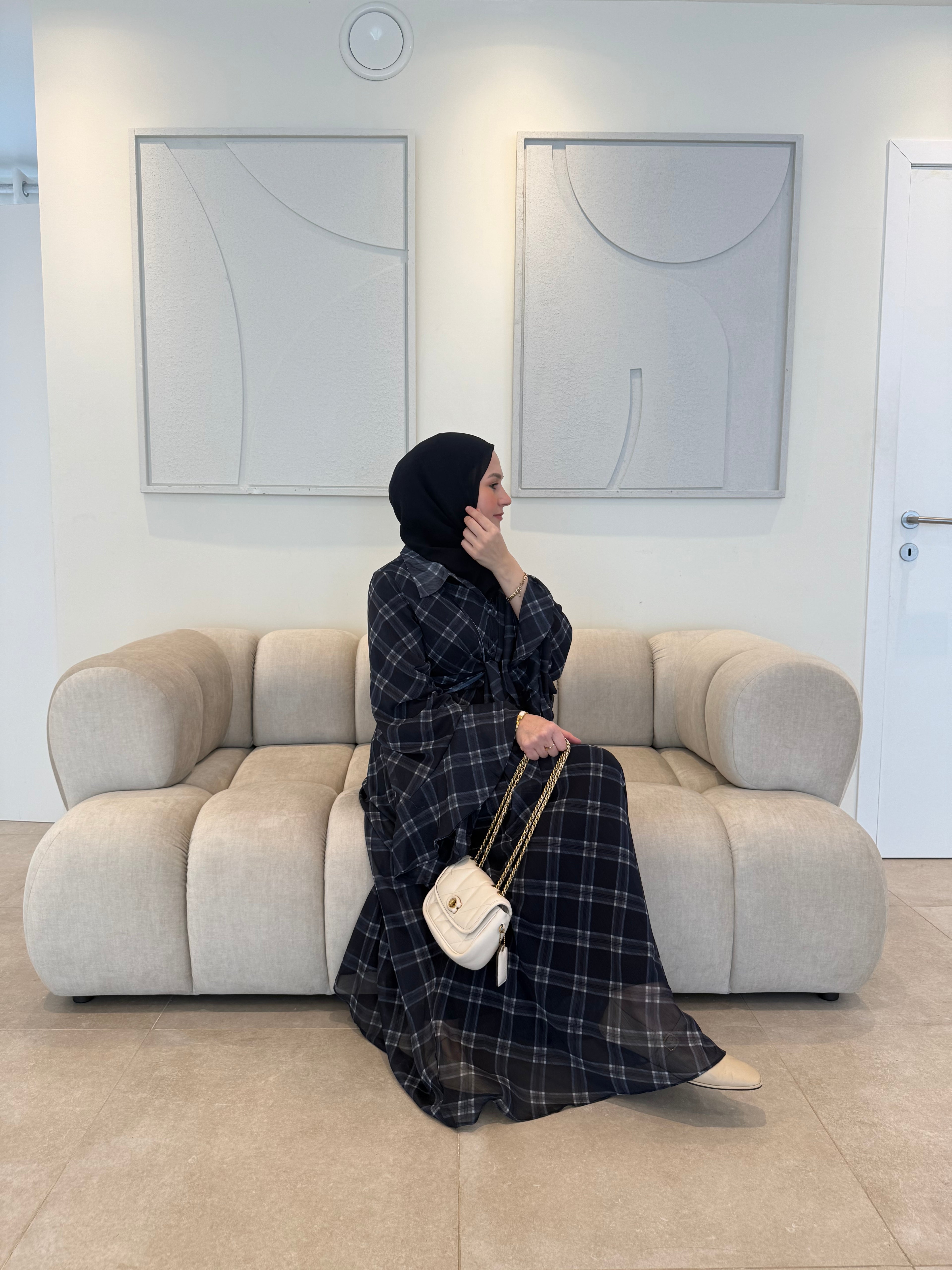 Robe en chiffon à manches volantées